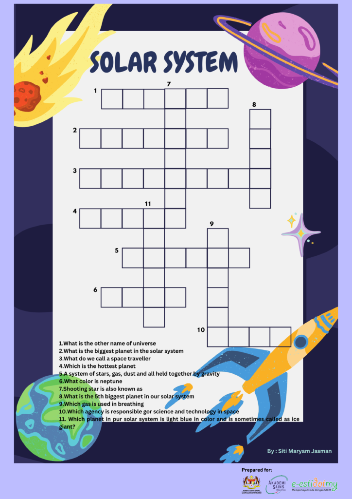 solar system crossword puzzle