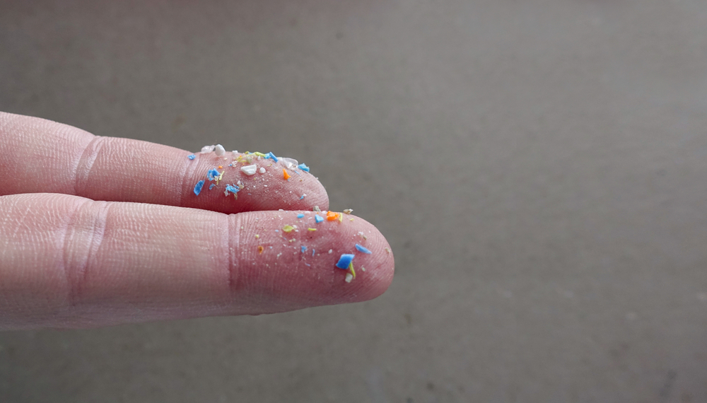 microplastics on finger