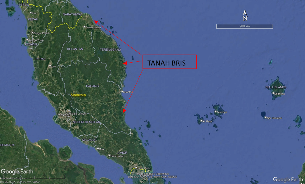 tanah BRIS, air laut