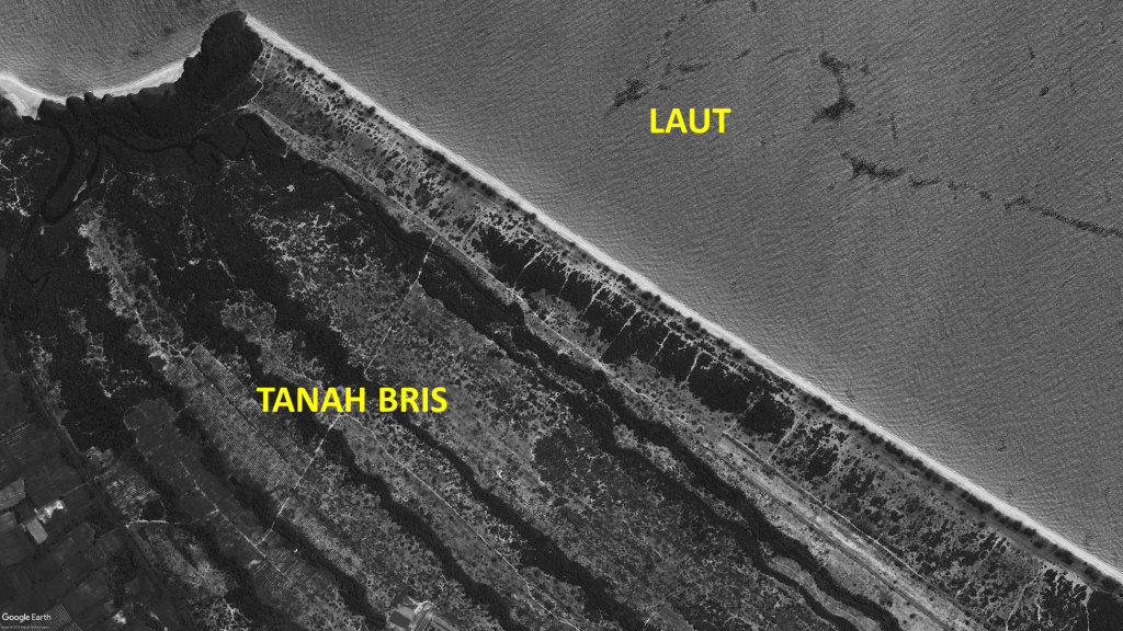 tanah BRIS, air laut